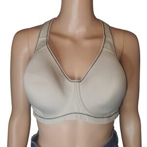 SYROKAN Gray Sports Bra 38DD Full Support Underwire Impact Multi Racerback #A262